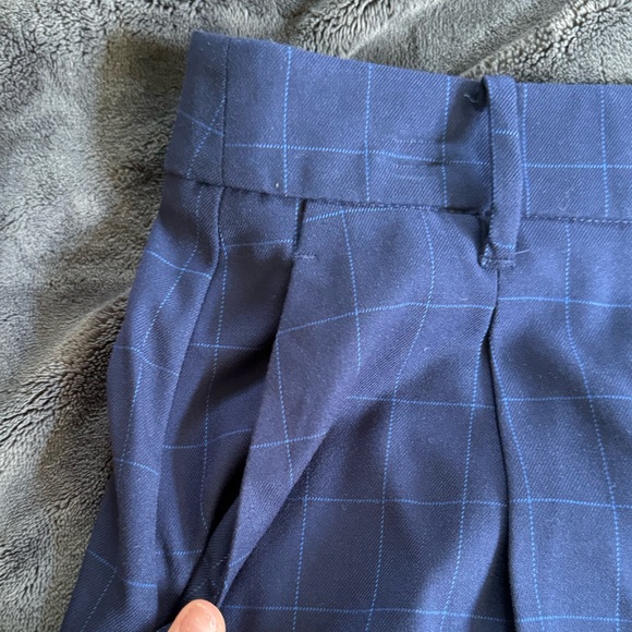 Women's Nine West High Rise Straight Leg Trousers in Navy Windowpane - Picture 5 of 11
